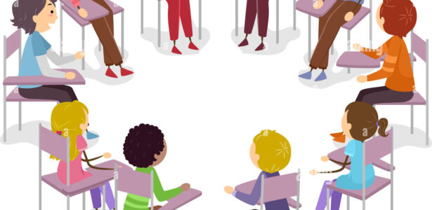 Stickman Illustration De L Adolescents Ayant Un Forum Ouvert Gd6rtc